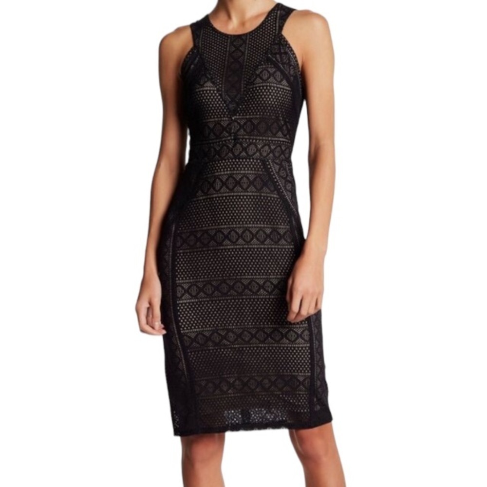 BCBG MaxAzria Dena Black Lace Mesh Dress Size‎ S - Picture 3 of 11